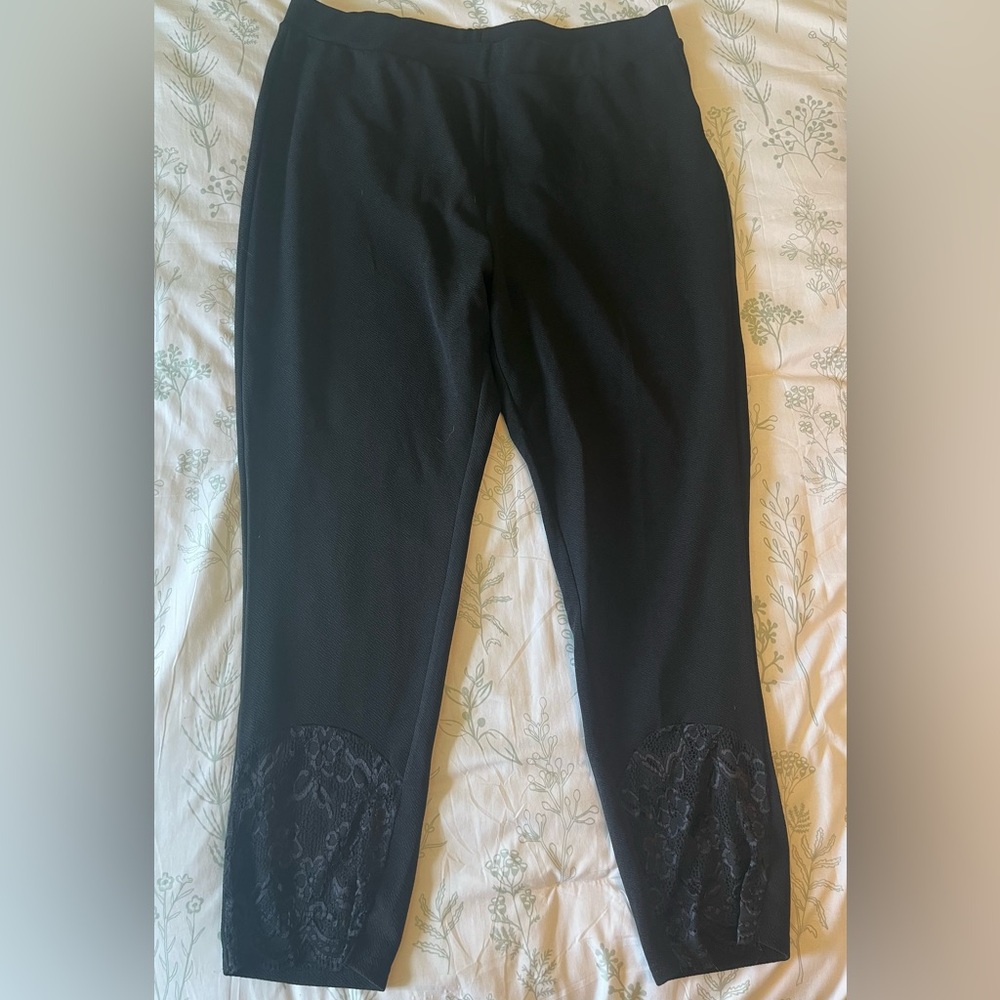 Black Dressy Leggings with Lace Bottoms